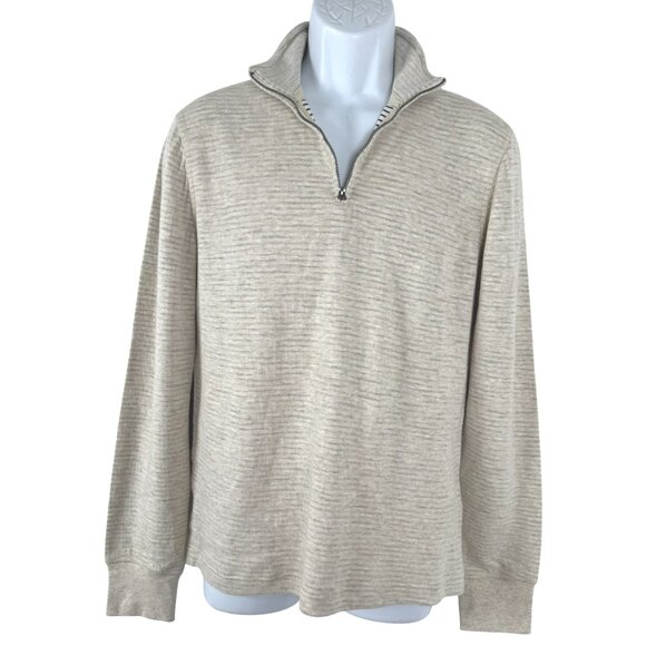 J. Crew Double Knit Half Zip Pullover Mens Small Beige Cotton NWT TP-3499 - Picture 1 of 11